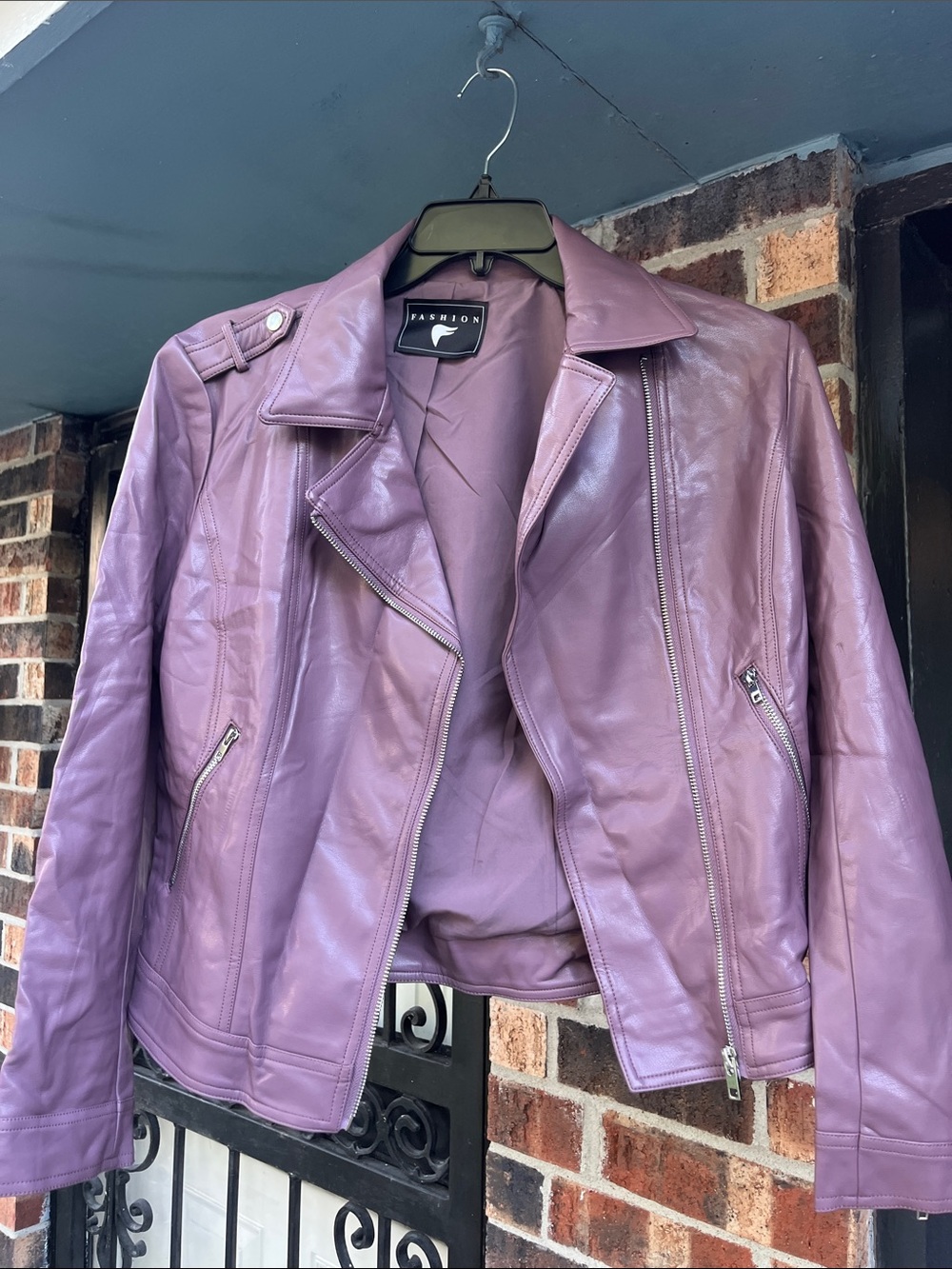 Purple Leather Moto Jacket for Women